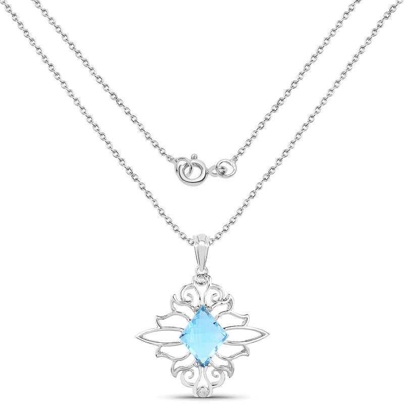 5.15 Carat Genuine Swiss Blue Topaz .925 Sterling Silver Pendant