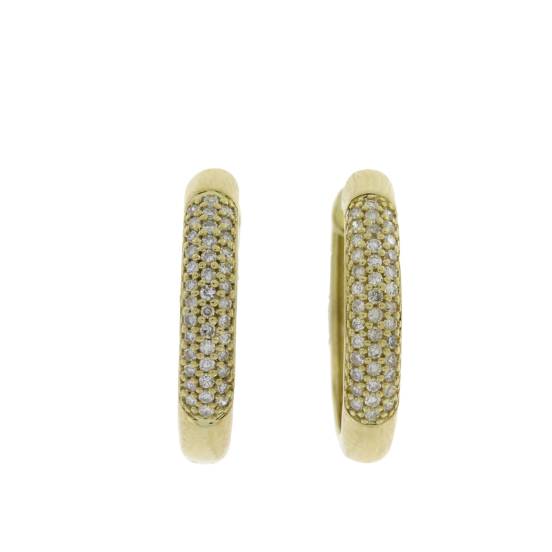 Genuine .25ct Diamond Hoop Earrings 10KT Yellow Gold