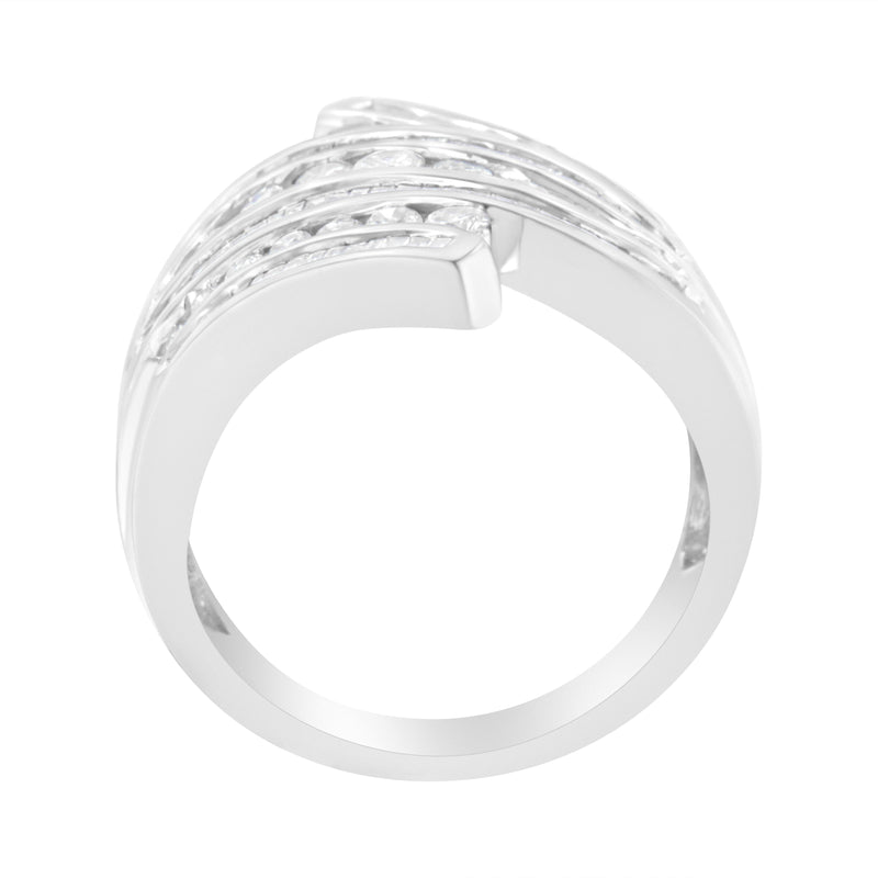 10K White Gold 1 1/2 ct TDW Diamond Bypass Ring (H-II2-I3)
