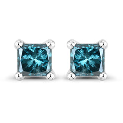 0.25 Carat Genuine Blue Diamond 14K White Gold Earrings (I1-I2)