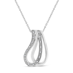 .925 Sterling Silver Pave-Set Diamond Accent Double Curve 18" Pendant Necklace (I-J Color, I1-I2 Clarity)