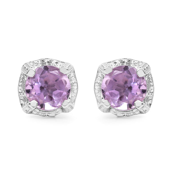 1.46 Carat Genuine Amethyst .925 Sterling Silver Earrings