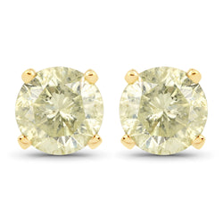 1.62 Carat Genuine LB Diamond 14K Yellow Gold Earrings