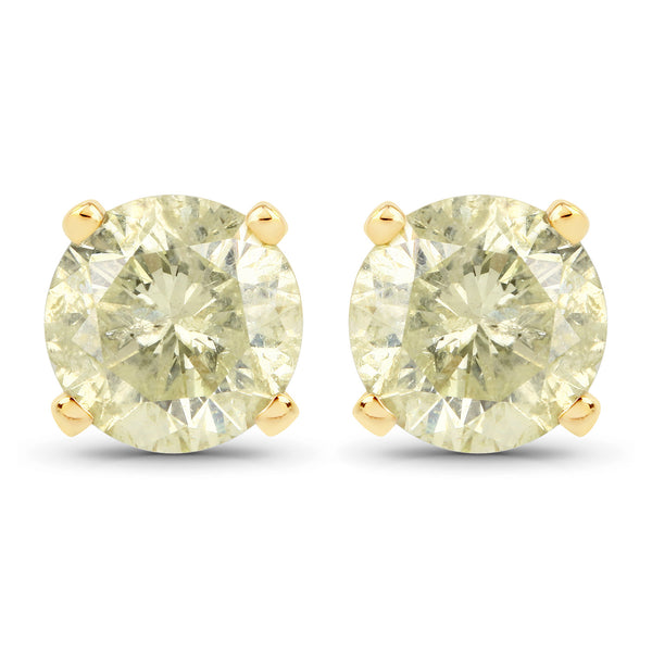 1.62 Carat Genuine LB Diamond 14K Yellow Gold Earrings