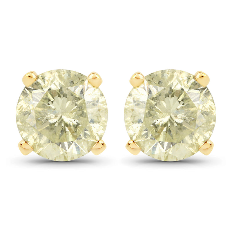 1.62 Carat Genuine LB Diamond 14K Yellow Gold Earrings