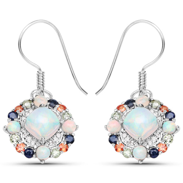 4.73 Carat Genuine Multi Stone .925 Sterling Silver Earrings