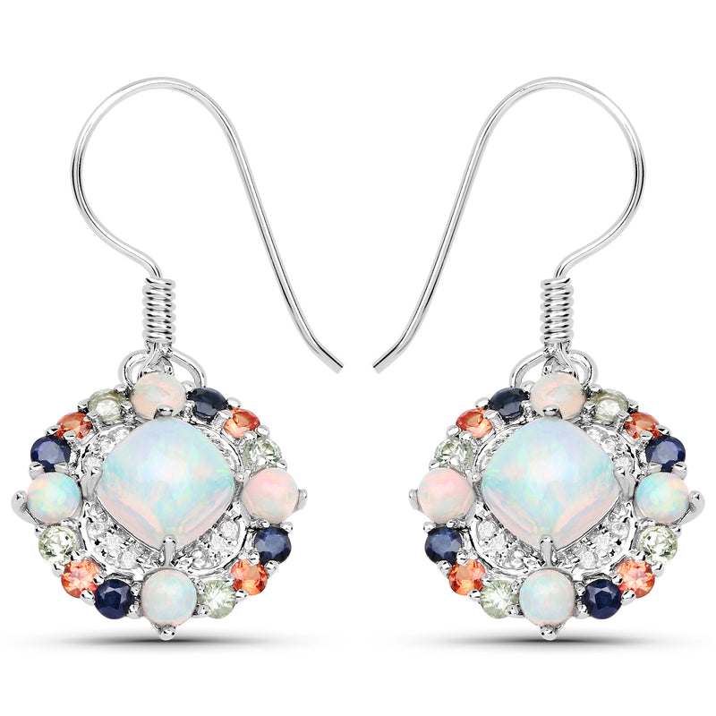 4.73 Carat Genuine Multi Stone .925 Sterling Silver Earrings