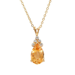 3.79 TW CTS CITRINE & DIAMONDS 18K GOLD PLATED  DESIGNER NECKLACE SIZE 18 INCHES