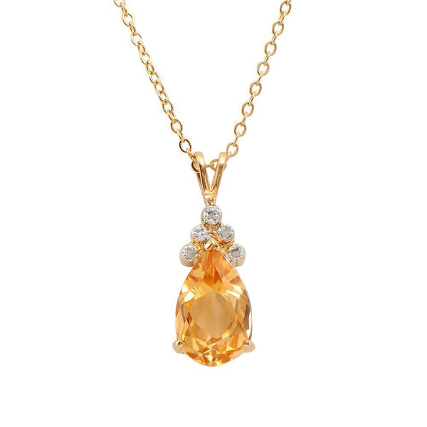 3.79 TW CTS CITRINE & DIAMONDS 18K GOLD PLATED  DESIGNER NECKLACE SIZE 18 INCHES