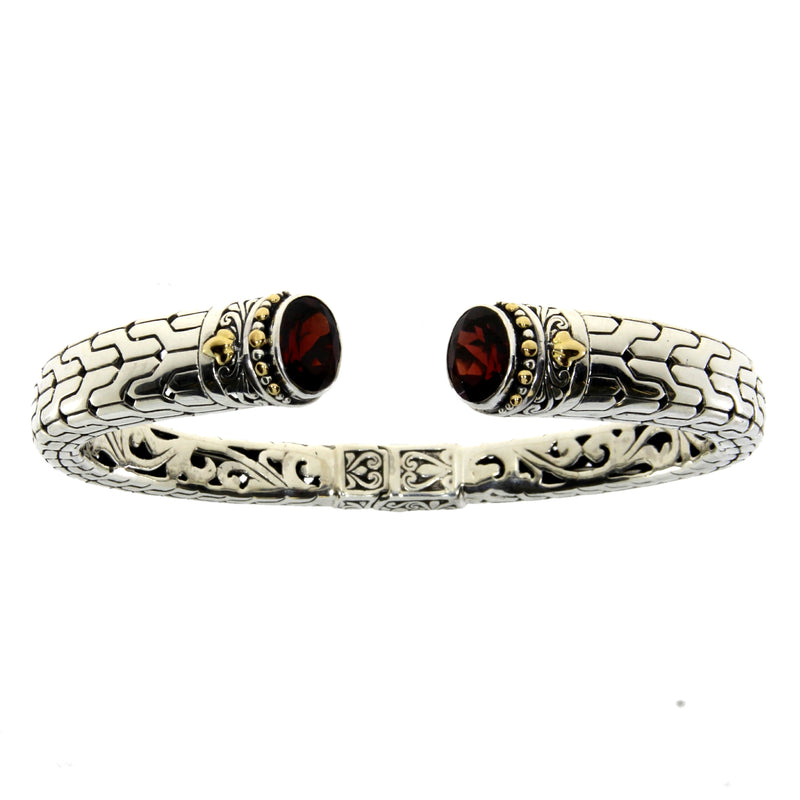 2.25ct Garnet Bangle Bracelet Sterling Silver 18KT Gold