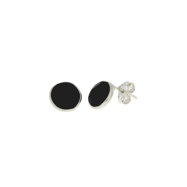 Genuine Onyx Stud Earrings Sterling Silver