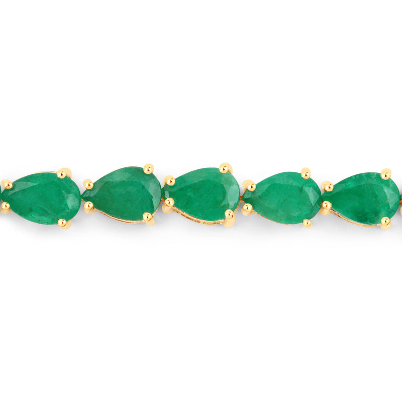 10.15 Carat Genuine Zambian Emerald 14K Yellow Gold Bracelet