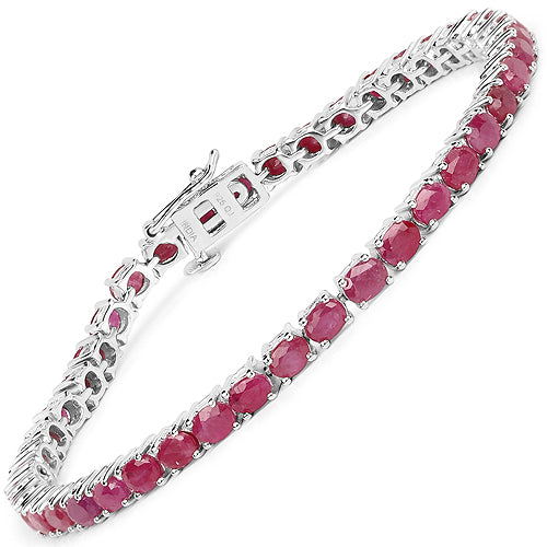 9.24 Carat Genuine Ruby .925 Sterling Silver Bracelet