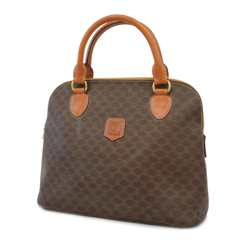 Auth Celine Macadam Handbag Womens PVC Handbag Brown