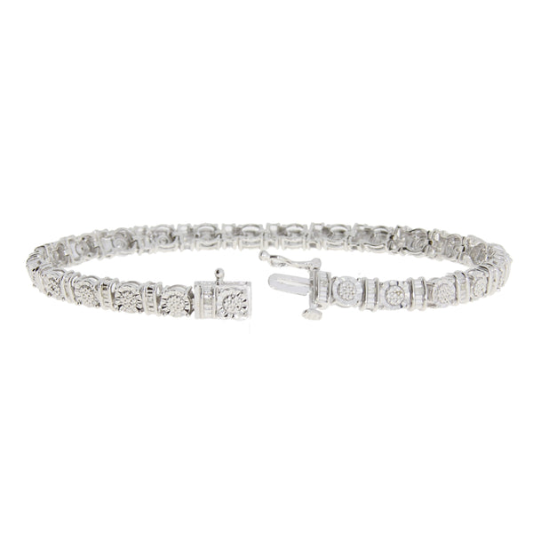 Natural .25ct Diamond Tennis Bracelet Sterling Silver