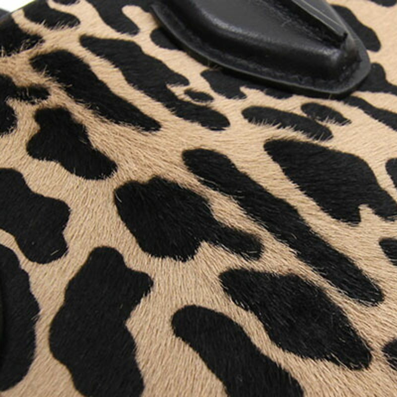 Tods 2WAY Handbag Bash Black Harako Tote Bag Shoulder Leopard