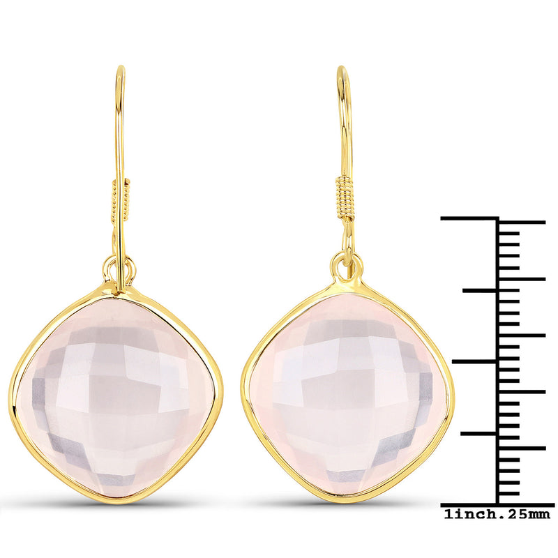 27.70 Carat Genuine Rose Quartz .925 Sterling Silver Earrings