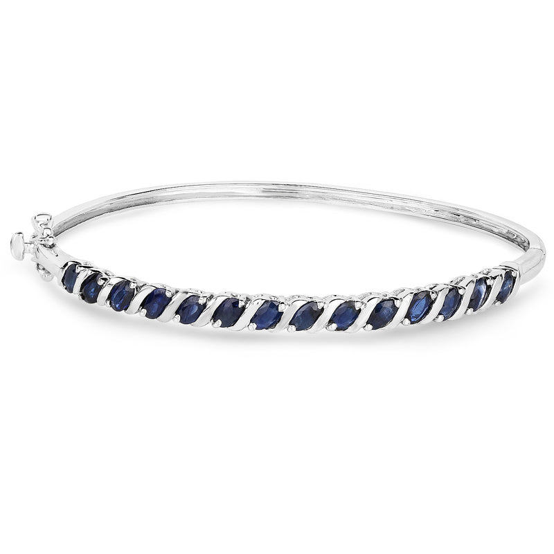 3.50 Carat Genuine Blue Sapphire .925 Sterling Silver Bangle