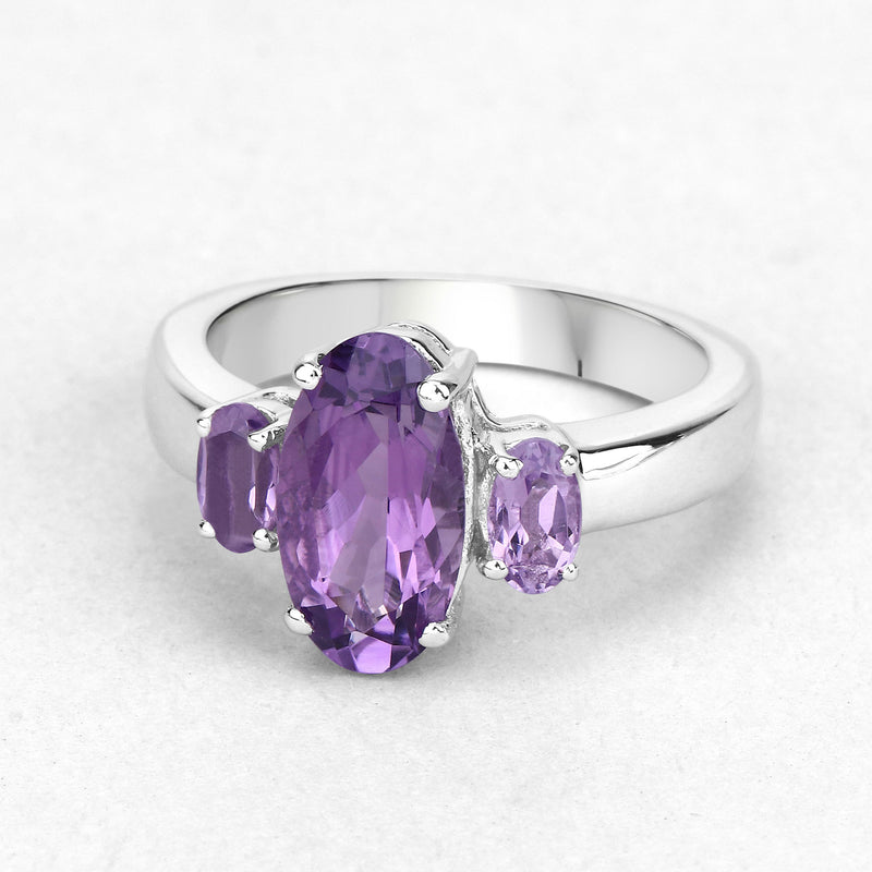 2.42 Carat Genuine Amethyst .925 Sterling Silver Ring