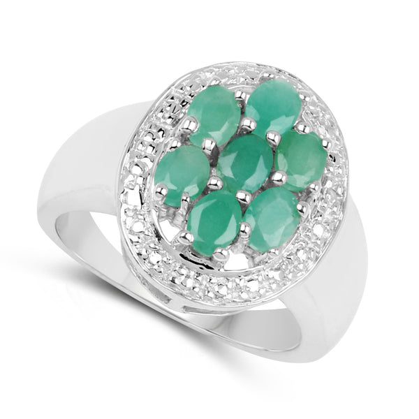 0.98 Carat Genuine Emerald .925 Sterling Silver Ring