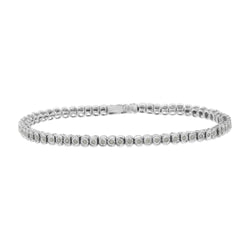 .925 Sterling Silver ½ Cttw Miracle-Set Diamond Round Half Bezel 7” Tennis Bracelet (I-J Color, I2-I3 Clarity)