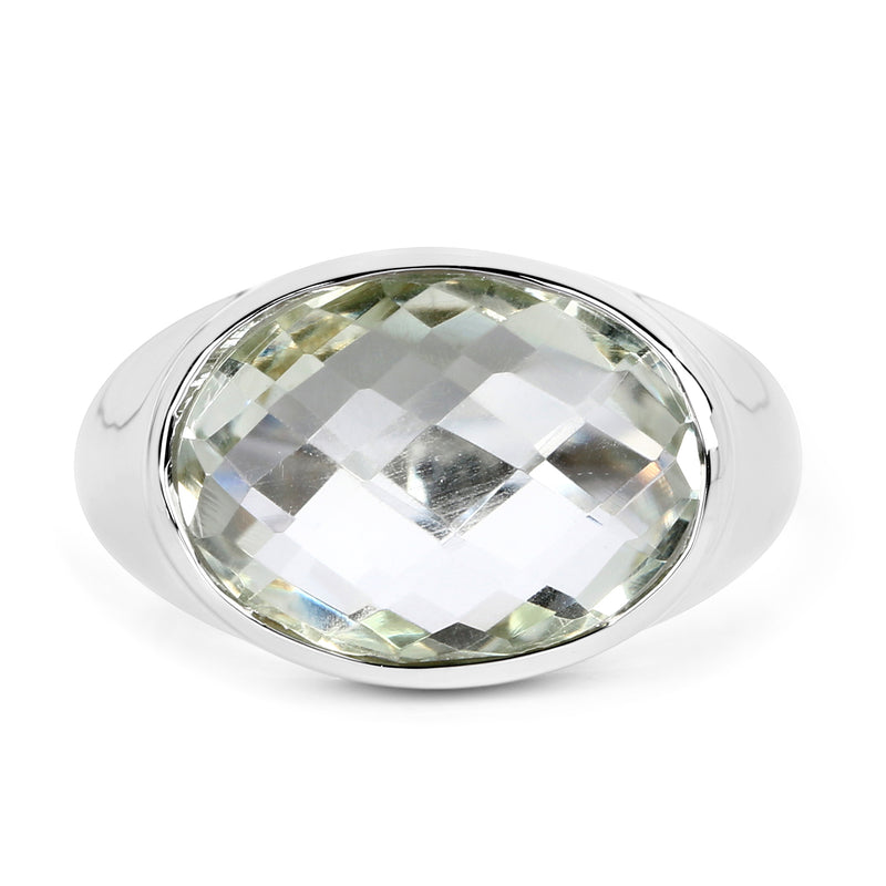 7.90 Carat Genuine Green Amethyst .925 Sterling Silver Ring