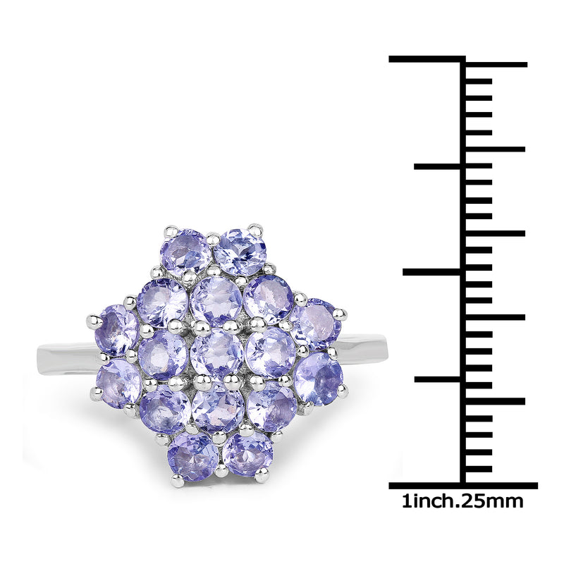 1.70 Carat Genuine Tanzanite .925 Sterling Silver Ring