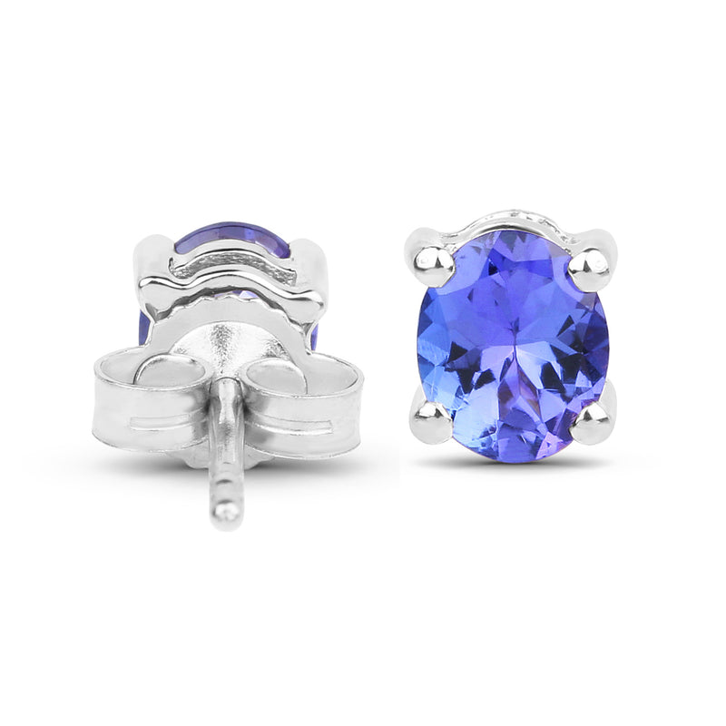 0.70 Carat Genuine Tanzanite 14K White Gold Earrings