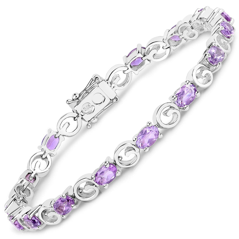 6.88 Carat Genuine Amethyst .925 Sterling Silver Bracelet