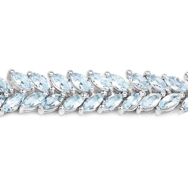 10.34 Carat Genuine Aquamarine .925 Sterling Silver Bracelet