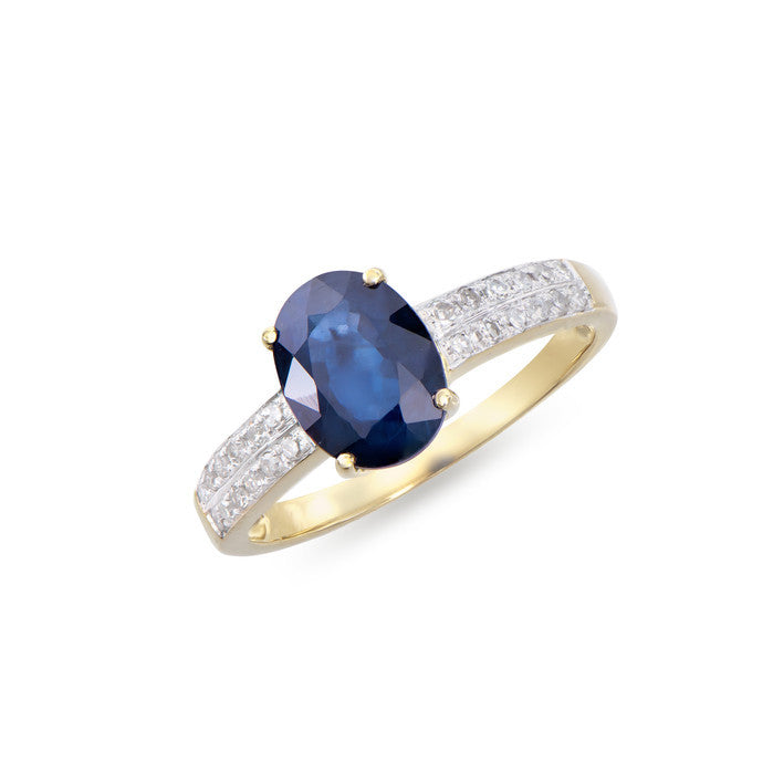 2.25 CTS CERTIFIED DIAMONDS & BLUE SAPPHIRE 14K YELLOW GOLD DESIGNER RING SIZE 7.5