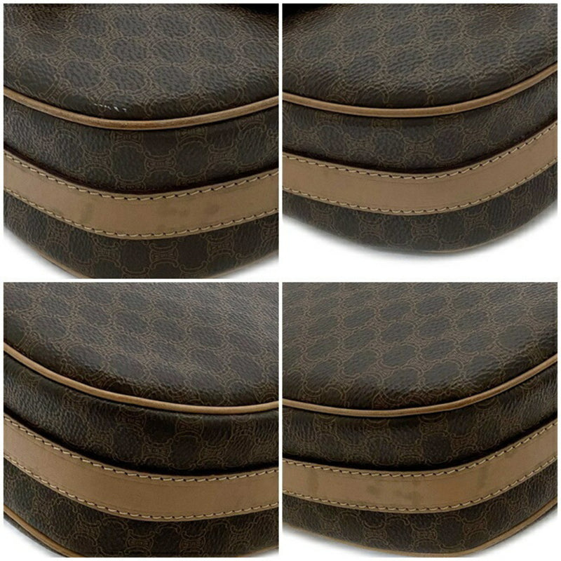 Celine Shoulder Bag Brown Beige Macadam M14 Pochette PVC Leather CELINE Women's