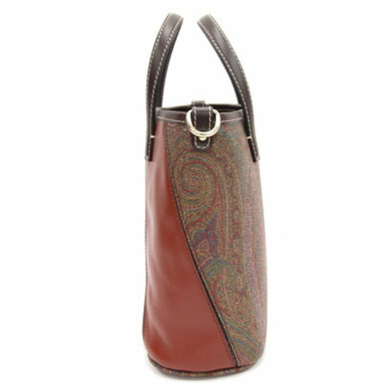 Etro 2WAY Handbag Paisley Bordeaux Leather Tote Bag Shoulder Mini Ladies