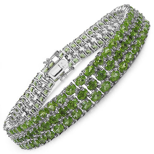 26.20 Carat Genuine Peridot .925 Sterling Silver Bracelet