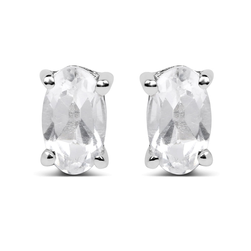 0.70 Carat Genuine White Topaz .925 Sterling Silver Earrings