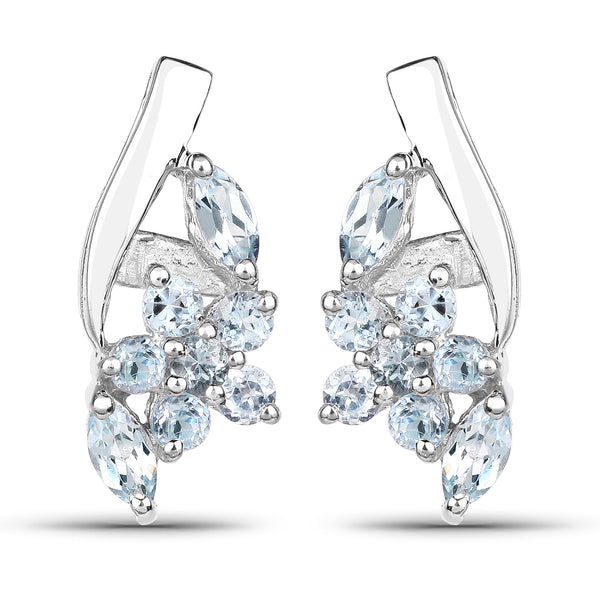 0.79 Carat Genuine Blue Topaz .925 Sterling Silver Earrings