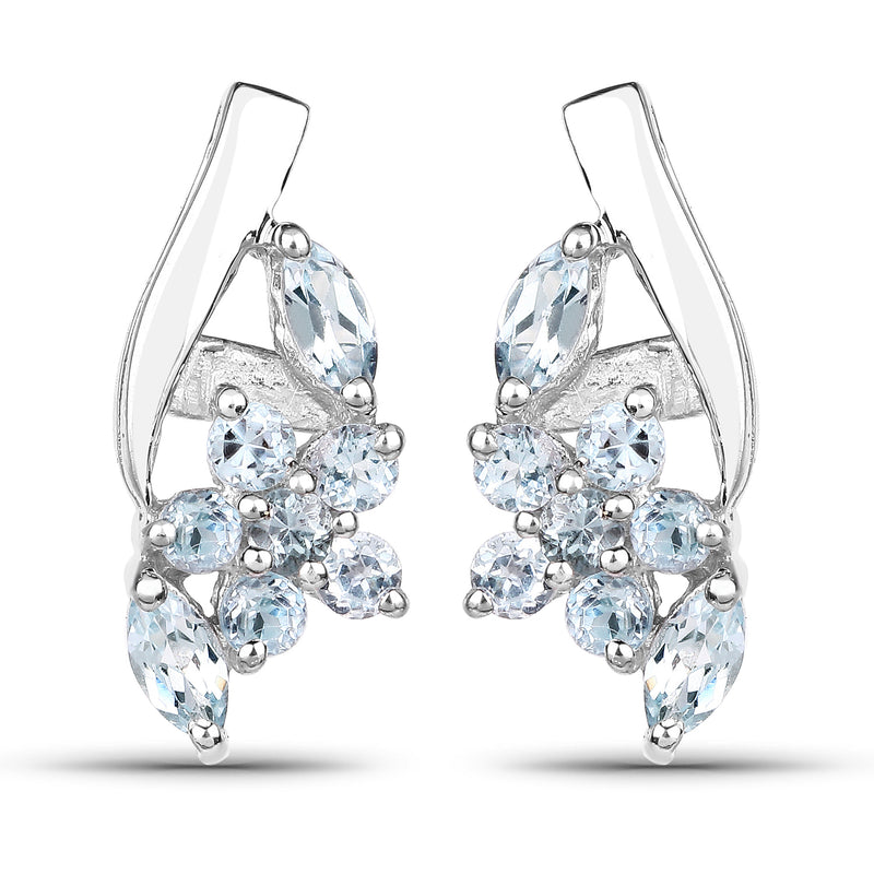 0.79 Carat Genuine Blue Topaz .925 Sterling Silver Earrings