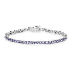 4.34 Carat Genuine Tanzanite .925 Sterling Silver Bracelet