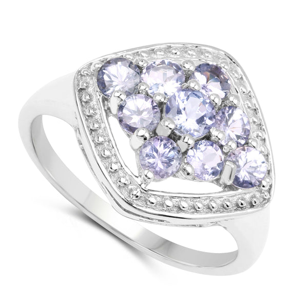 0.99 Carat Genuine Tanzanite .925 Sterling Silver Ring