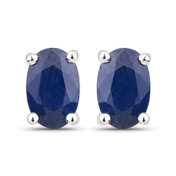 1.10 Carat Genuine Blue Sapphire 14K White Gold Earrings