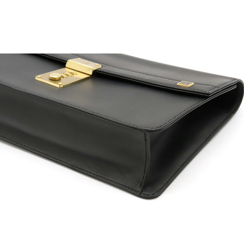 dunhill Dunhill Oxford Clutch Bag Second Dial Key Type Leather Black