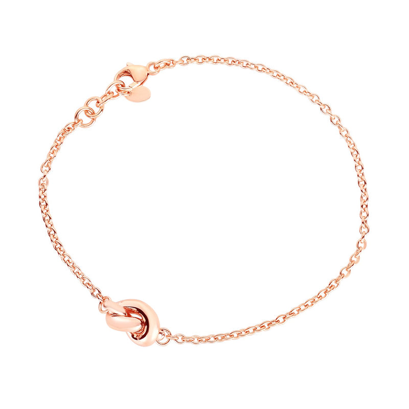 14k Rose Gold Chain Bracelet with Polished Knot