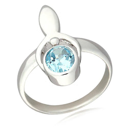 925 sterling silver with natural Sky Blue Topaz Oval solitaire Ring for women