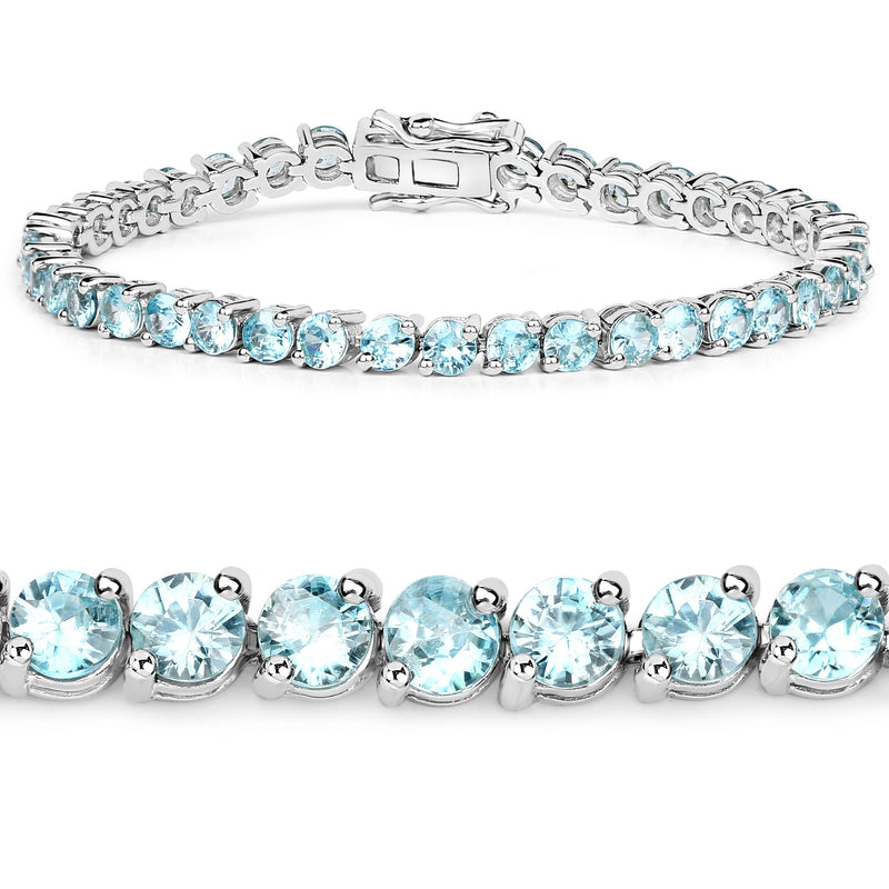 13.86 Carat Genuine Blue Zircon .925 Sterling Silver Bracelet