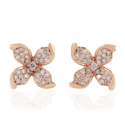 18k Rose Gold Natural Diamond Stud Earrings - Elegant and Timeless Jewelry Piece