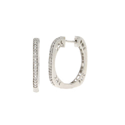 Natural .12ct Diamond Hoop Earrings 14KT White Gold