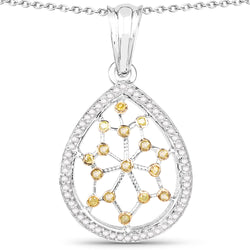 0.45 Carat Genuine White Diamond and Yellow Diamond .925 Sterling Silver Pendant