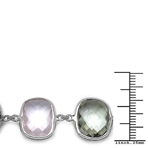 76.43 Carat Genuine Multi Stone .925 Sterling Silver Bracelet