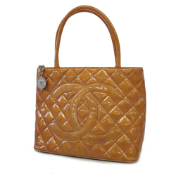 Auth Chanel Reprint Tote Womens Patent Leather HandbagTote Bag Purple