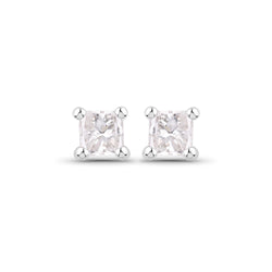 0.08 Carat Genuine White Diamond 14K White Gold Earrings